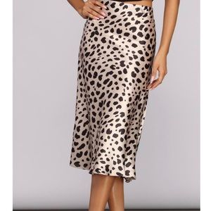 Midi length leopard skirt
